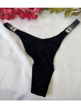 VICTORIA'S SECRET XL VERY SEXY SILKY RHINESTONE BLING BRAZILIAN PANTIES NWT